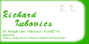 richard kubovics business card